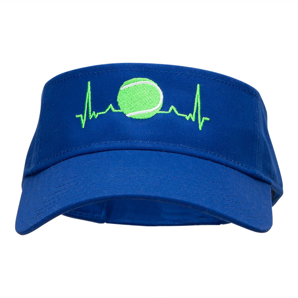 Tennis Ball Pulse Embroidered Cotton Twill Visor - Royal OSFM