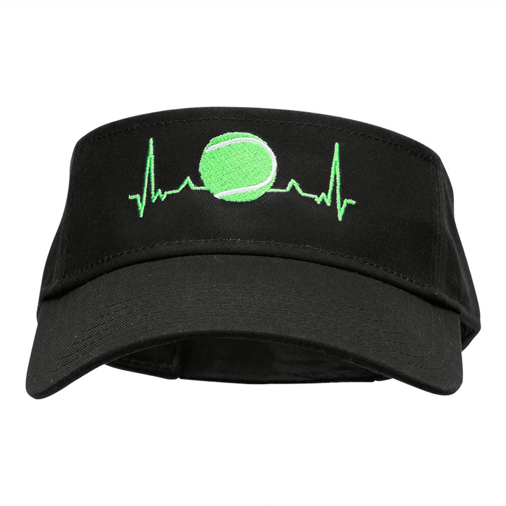 Tennis Ball Pulse Embroidered Cotton Twill Visor - Black OSFM