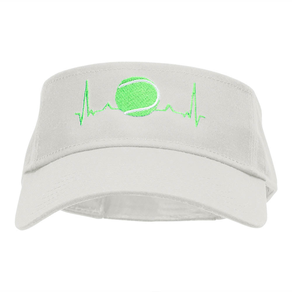 Tennis Ball Pulse Embroidered Cotton Twill Visor - White OSFM