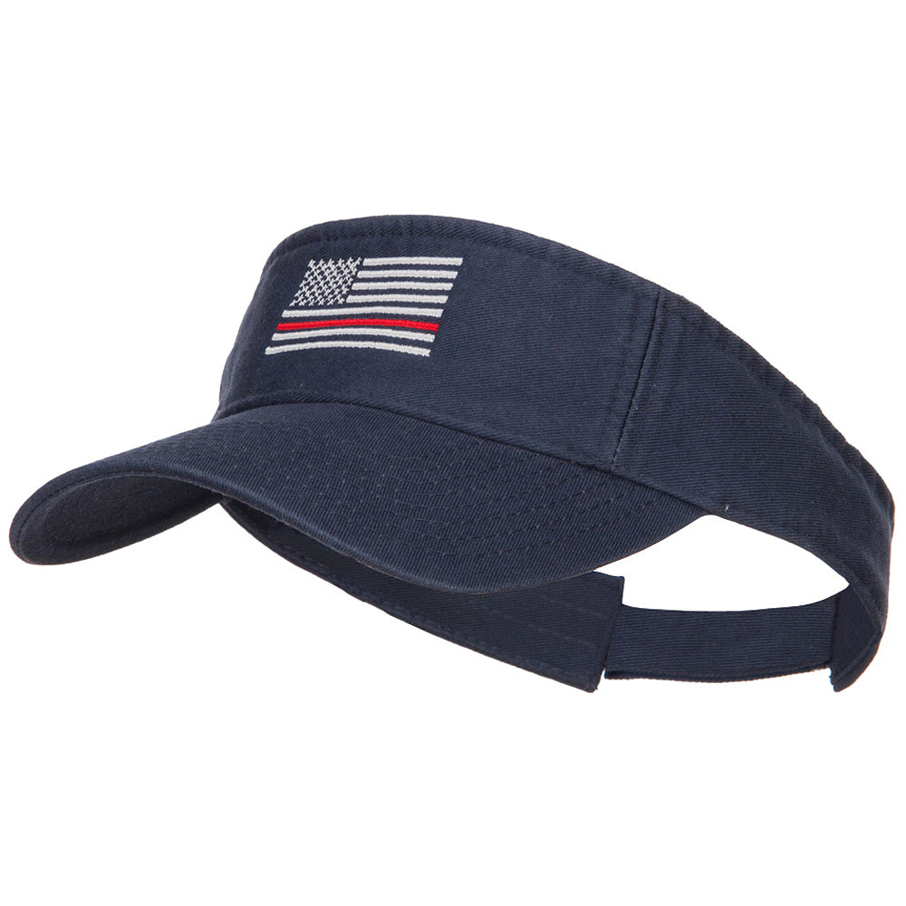 Thin Red Line American Flag Embroidered Washed Visor - Navy OSFM