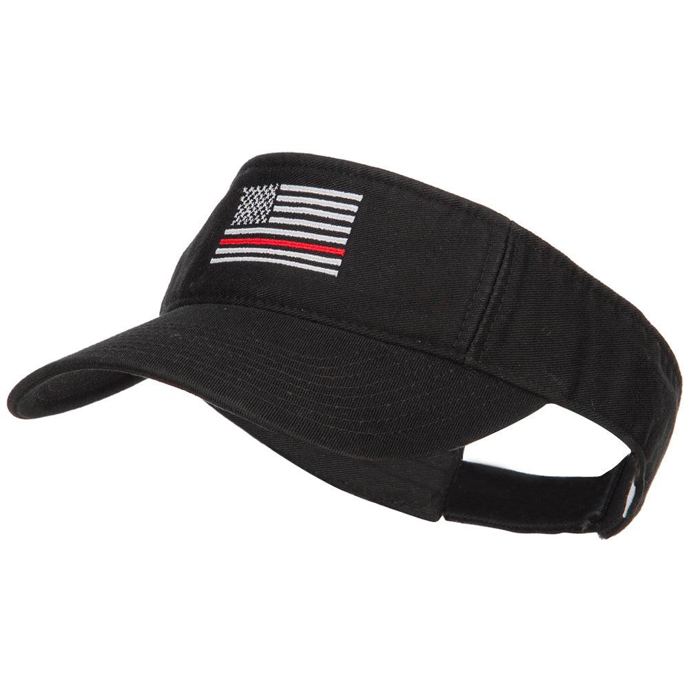 Thin Red Line American Flag Embroidered Washed Visor - Black OSFM