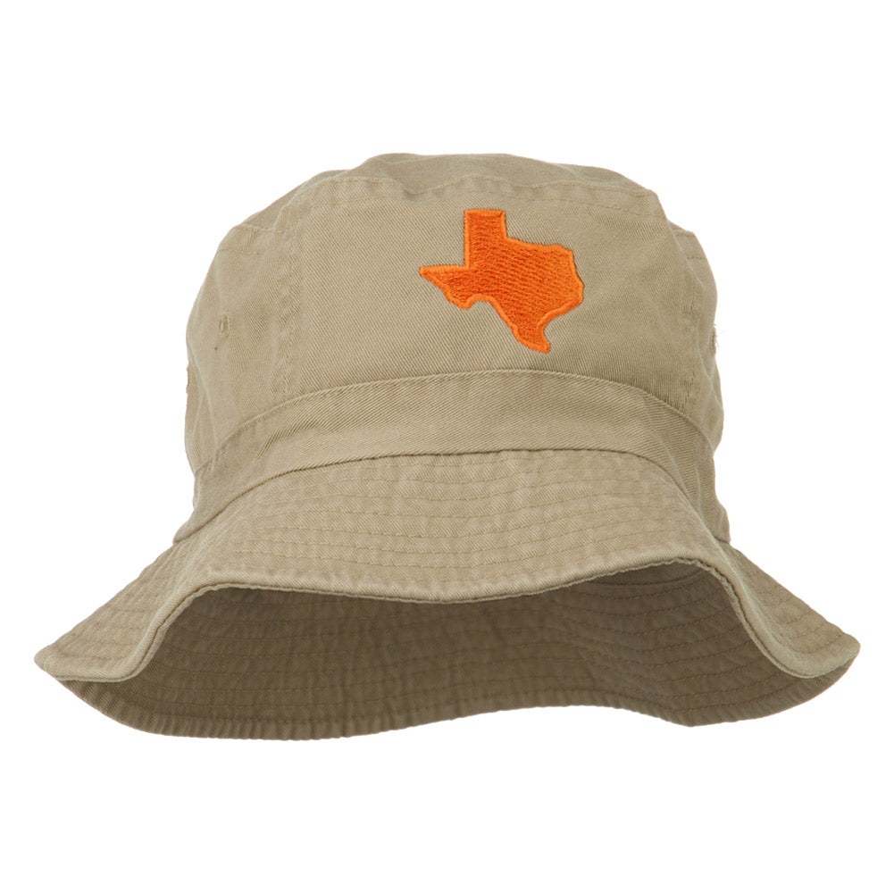 Texas State Map Embroidered Bucket Hat - Khaki OSFM