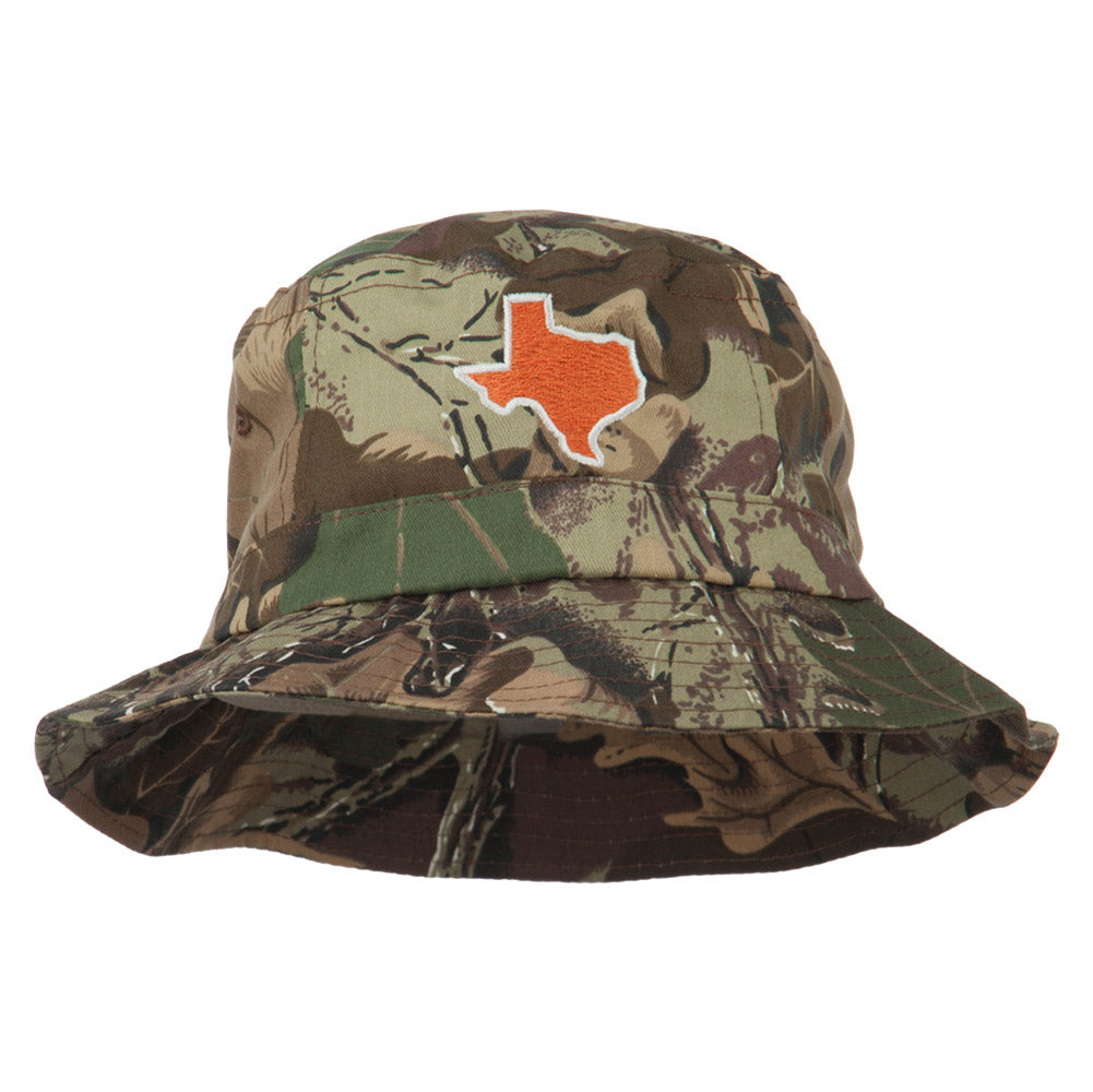 Texas State Map Embroidered Bucket Hat - Camo OSFM