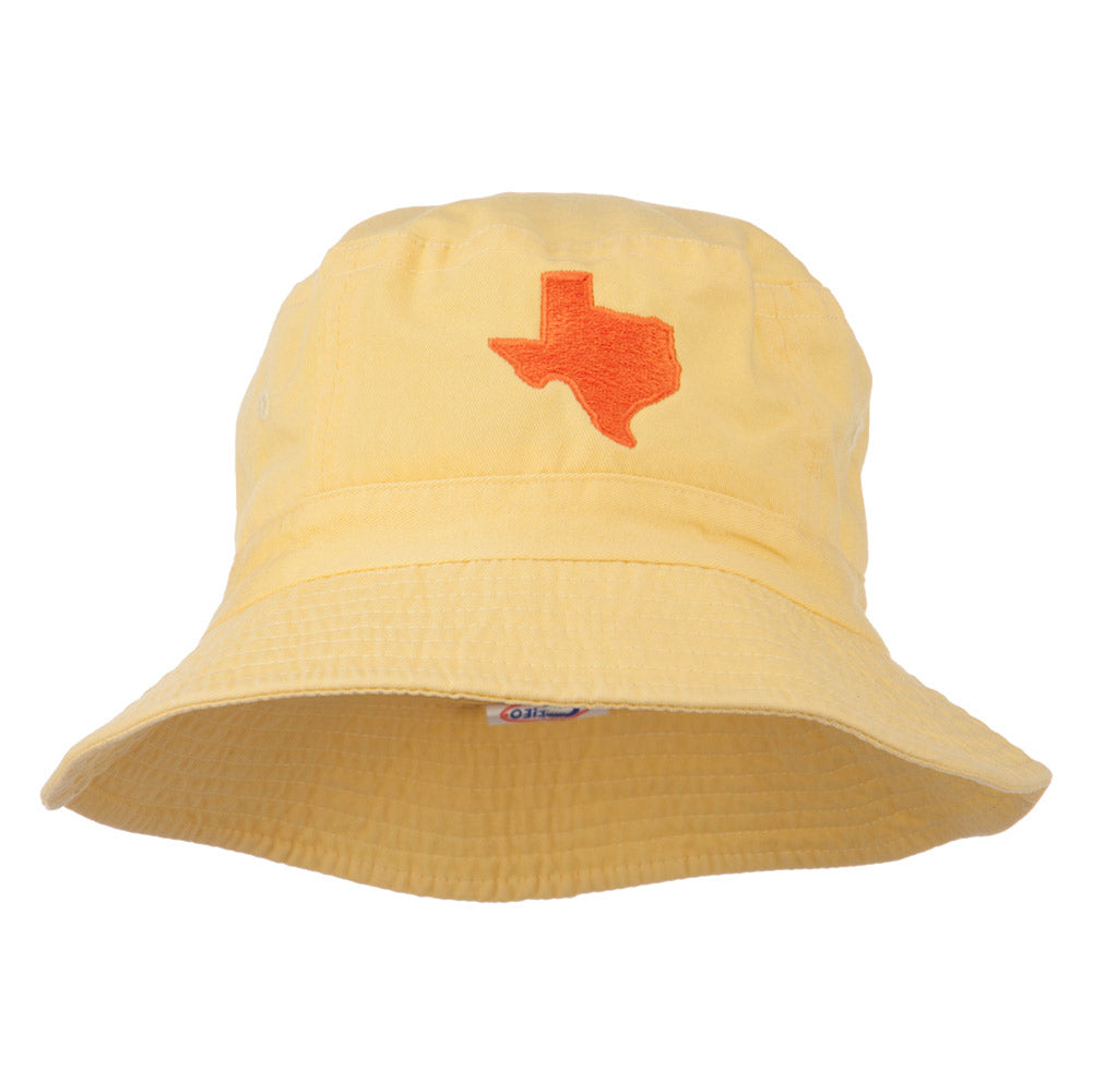 Texas State Map Embroidered Bucket Hat - Yellow OSFM