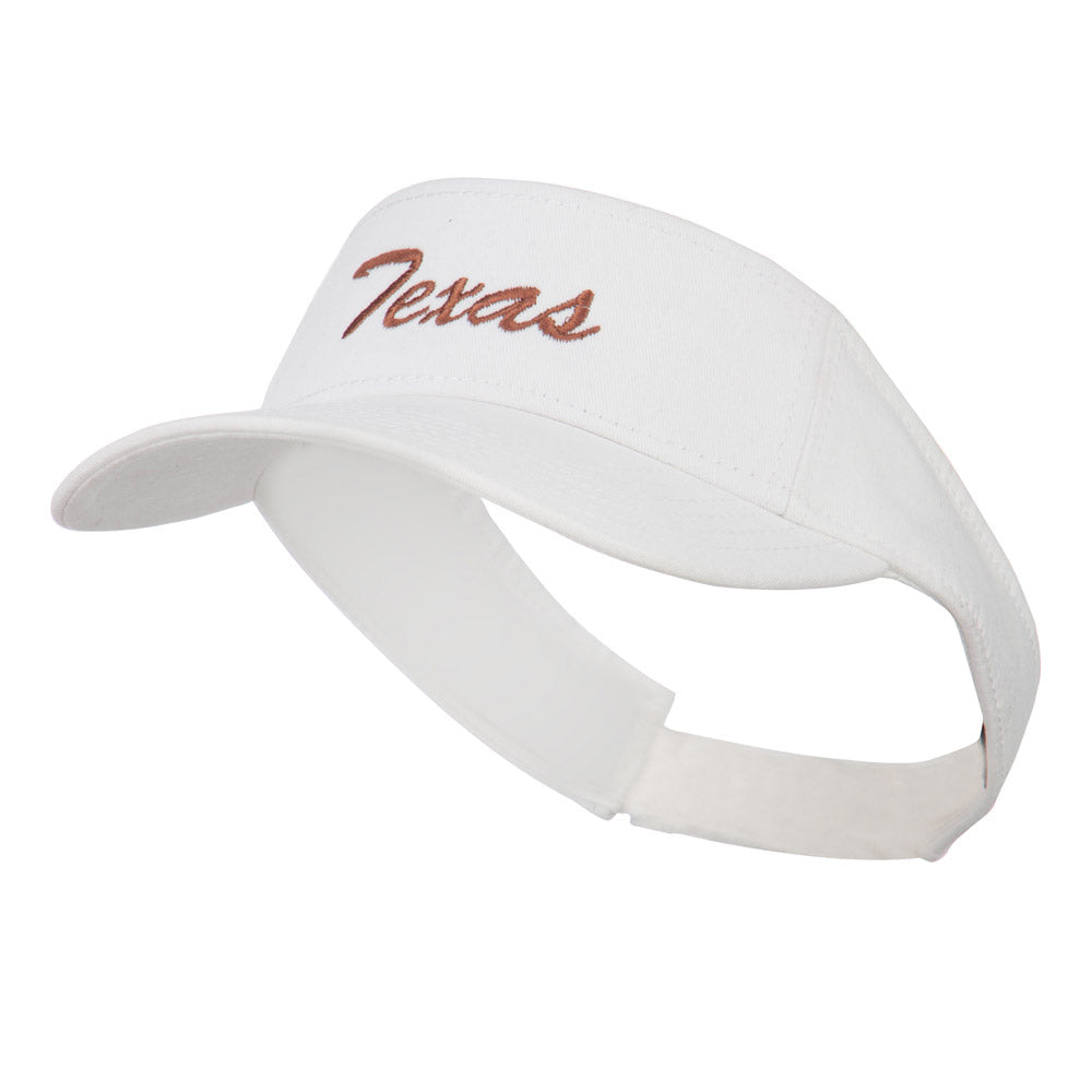 Texas State Embroidered Visor - White OSFM