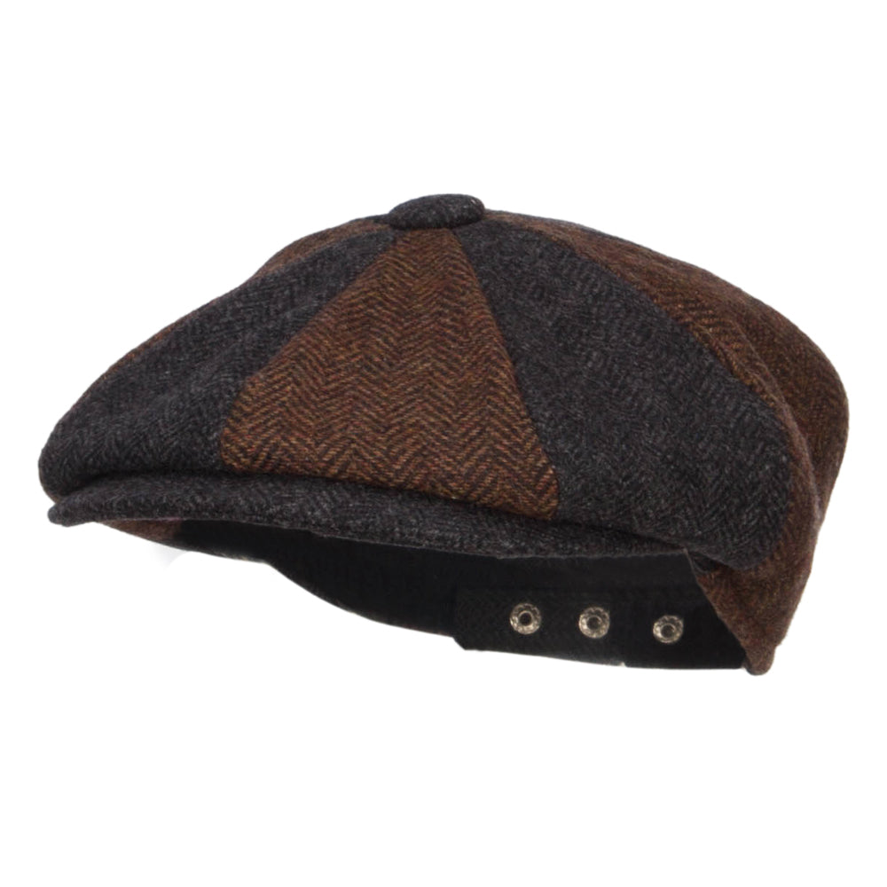 Men&#039;s Two Tone Wool 8 Panel Newsboy Hat - Brown Dk Grey OSFM