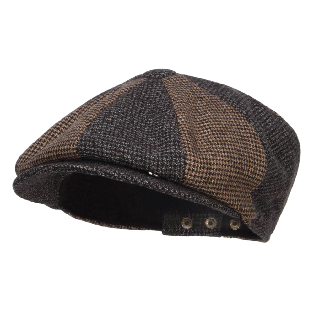 Men&#039;s Two Tone Wool 8 Panel Newsboy Hat - Grey Brown OSFM