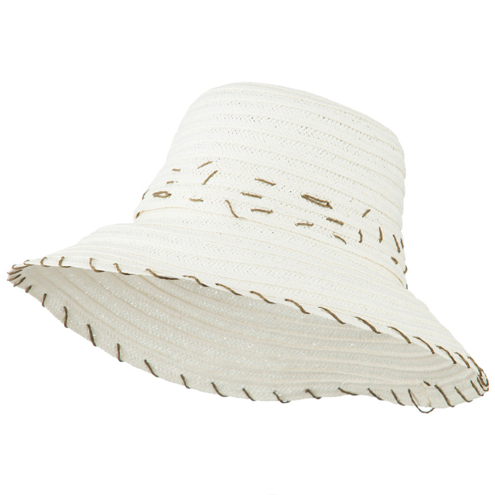 Stitched Toyo Braid Crushable Hat - White OSFM