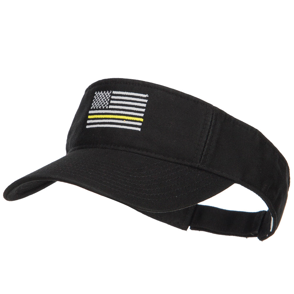 Thin Yellow Line American Flag Embroidered Visor - Black OSFM