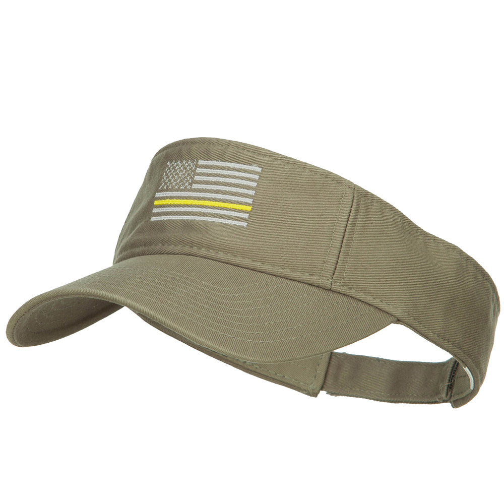 Thin Yellow Line American Flag Embroidered Visor - Olive OSFM