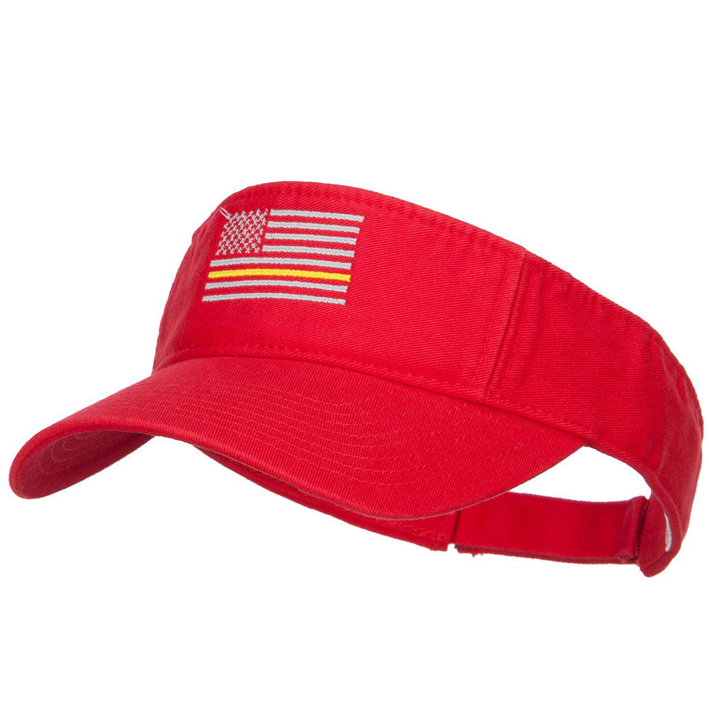 Thin Yellow Line American Flag Embroidered Visor - Red OSFM