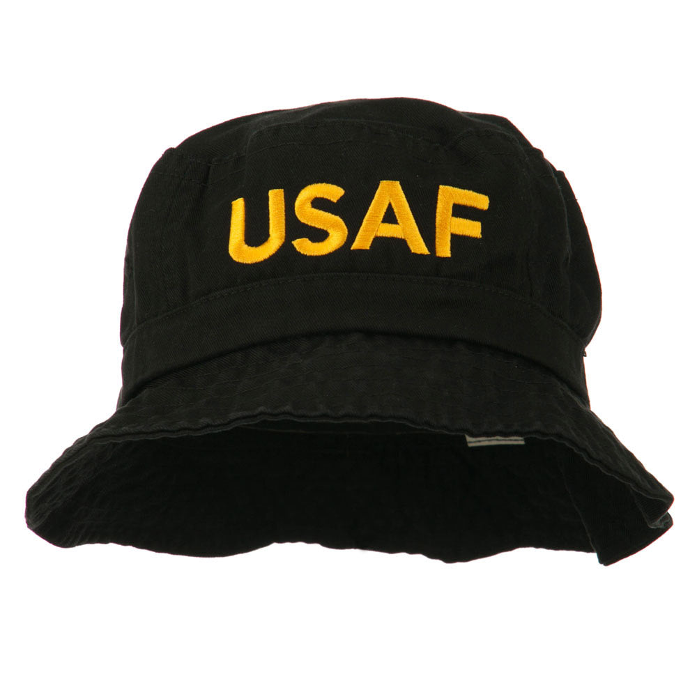 US Air Force Embroidered Pigment Dyed Bucket Hat - Black OSFM