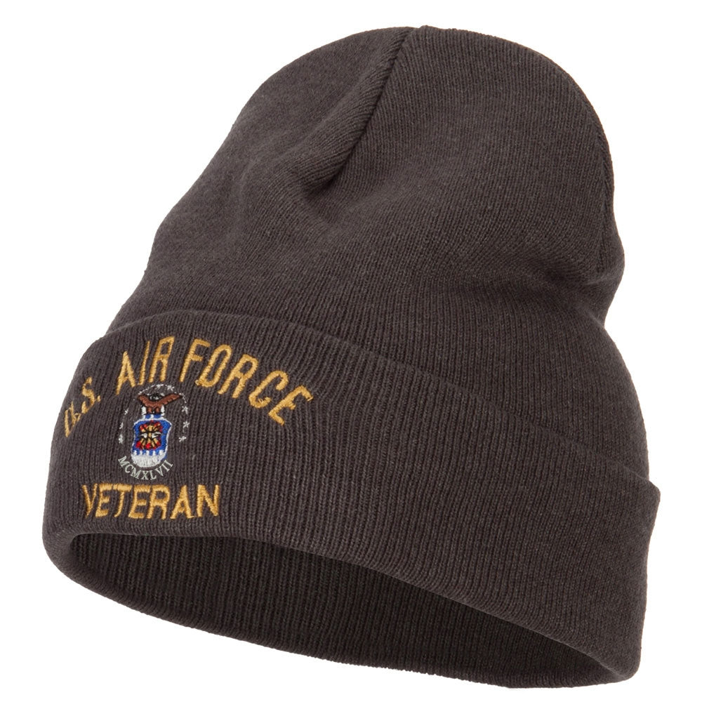 US Air Force Veteran Embroidered Big Size Long Beanie - Grey XL-3XL