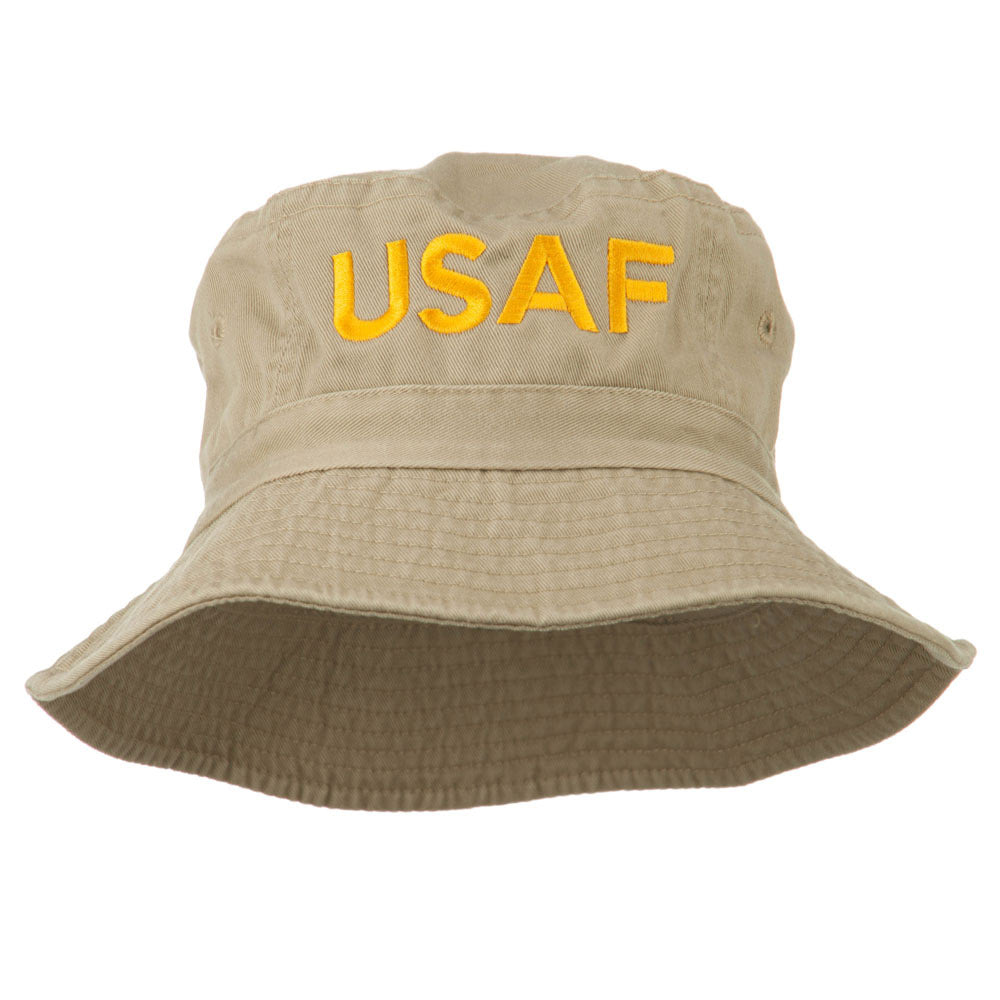 US Air Force Embroidered Pigment Dyed Bucket Hat - Khaki OSFM