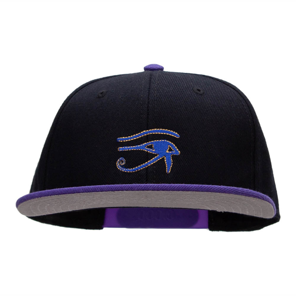 Eye of Horus Embroidered Wool Blend Pro Style Snapback - Purple Black OSFM