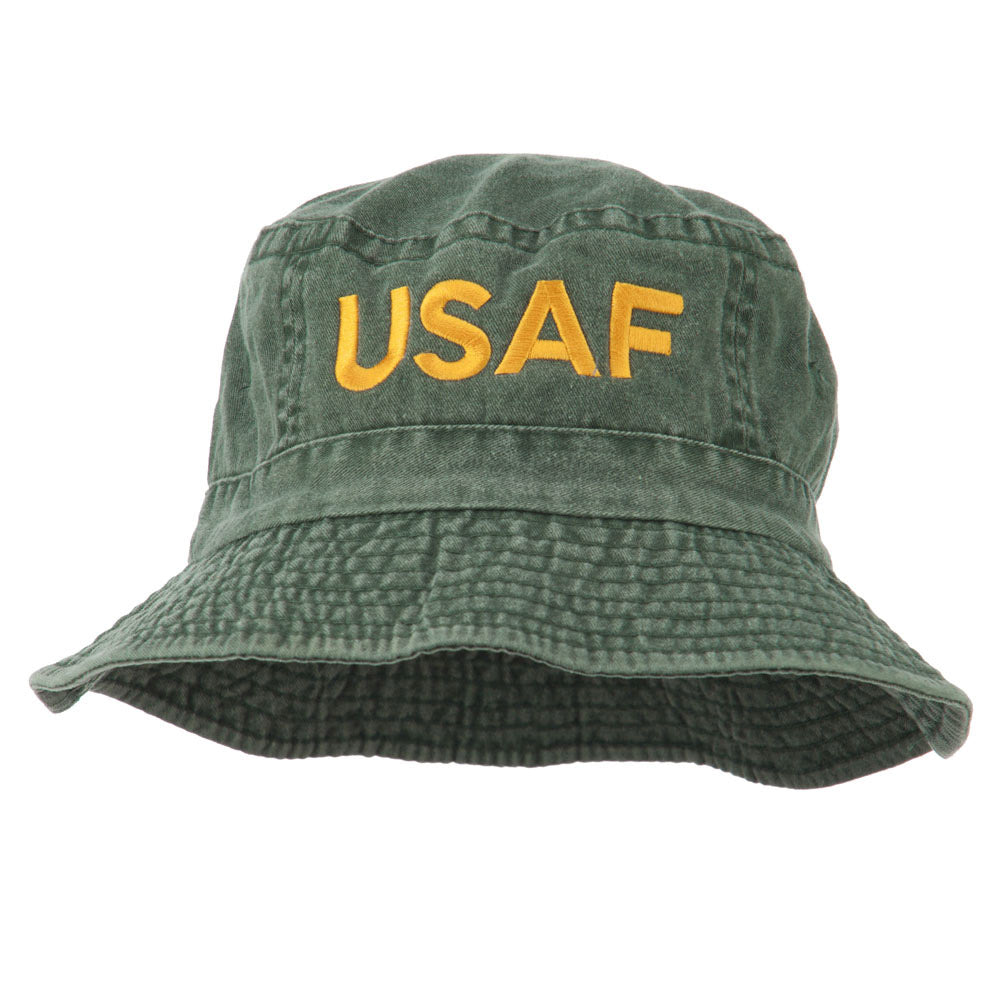 US Air Force Embroidered Pigment Dyed Bucket Hat - Green OSFM