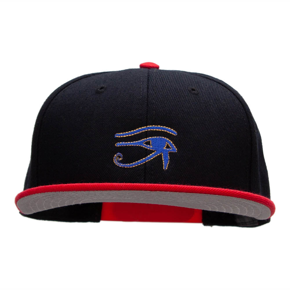 Eye of Horus Embroidered Wool Blend Pro Style Snapback - Red Black OSFM