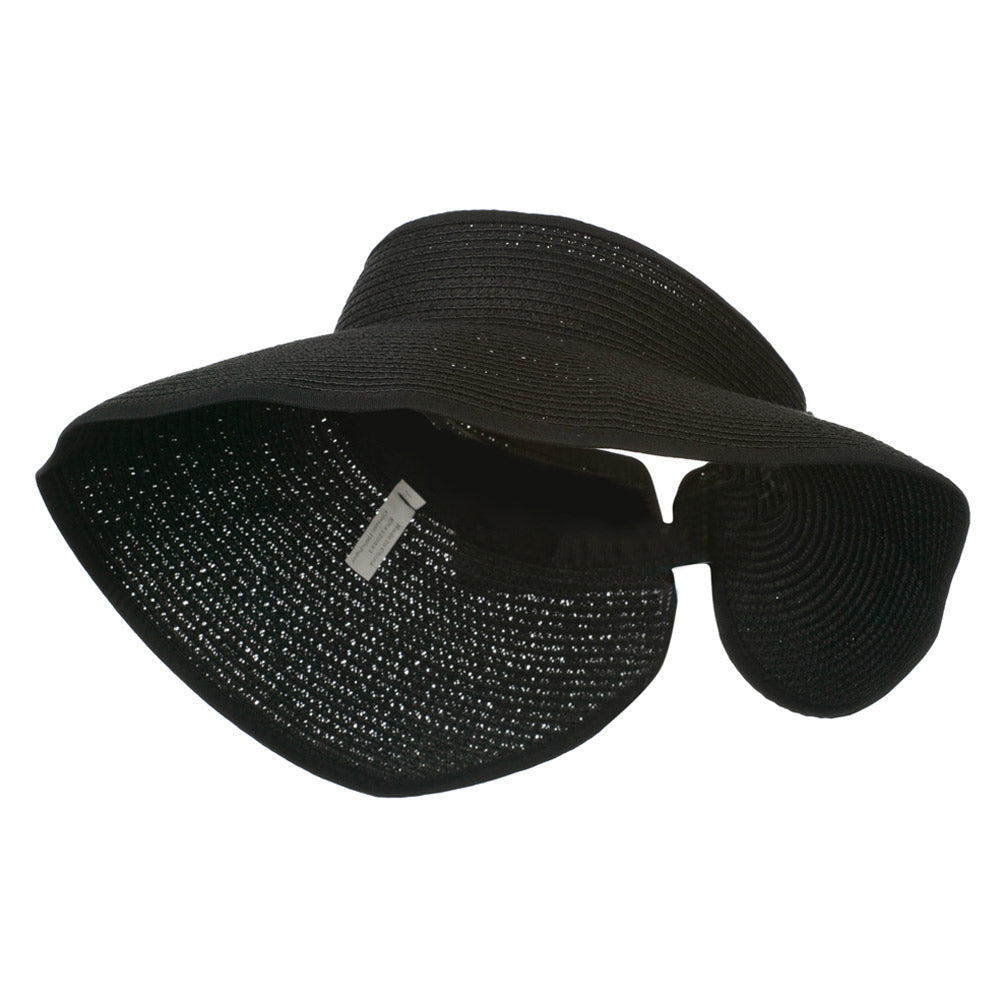 UPF 50+ Bow Closure Roll Up Visor - Black OSFM