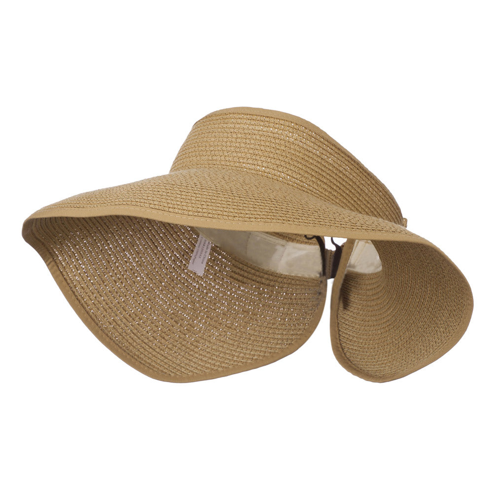 UPF 50+ Bow Closure Roll Up Visor - Light Brown OSFM