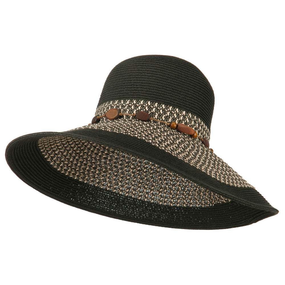 UPF 50+ Tweed Braid Bead Hat - Black OSFM