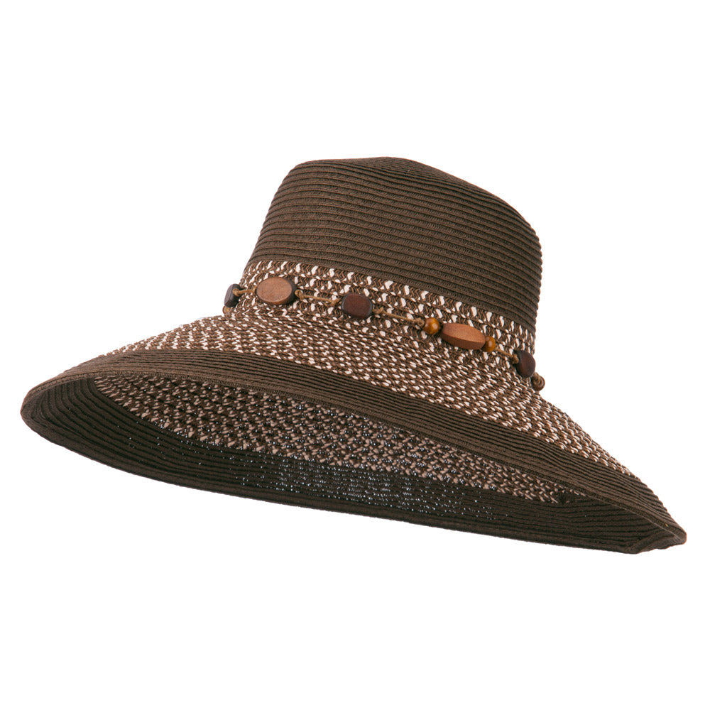 UPF 50+ Tweed Braid Bead Hat - Brown OSFM