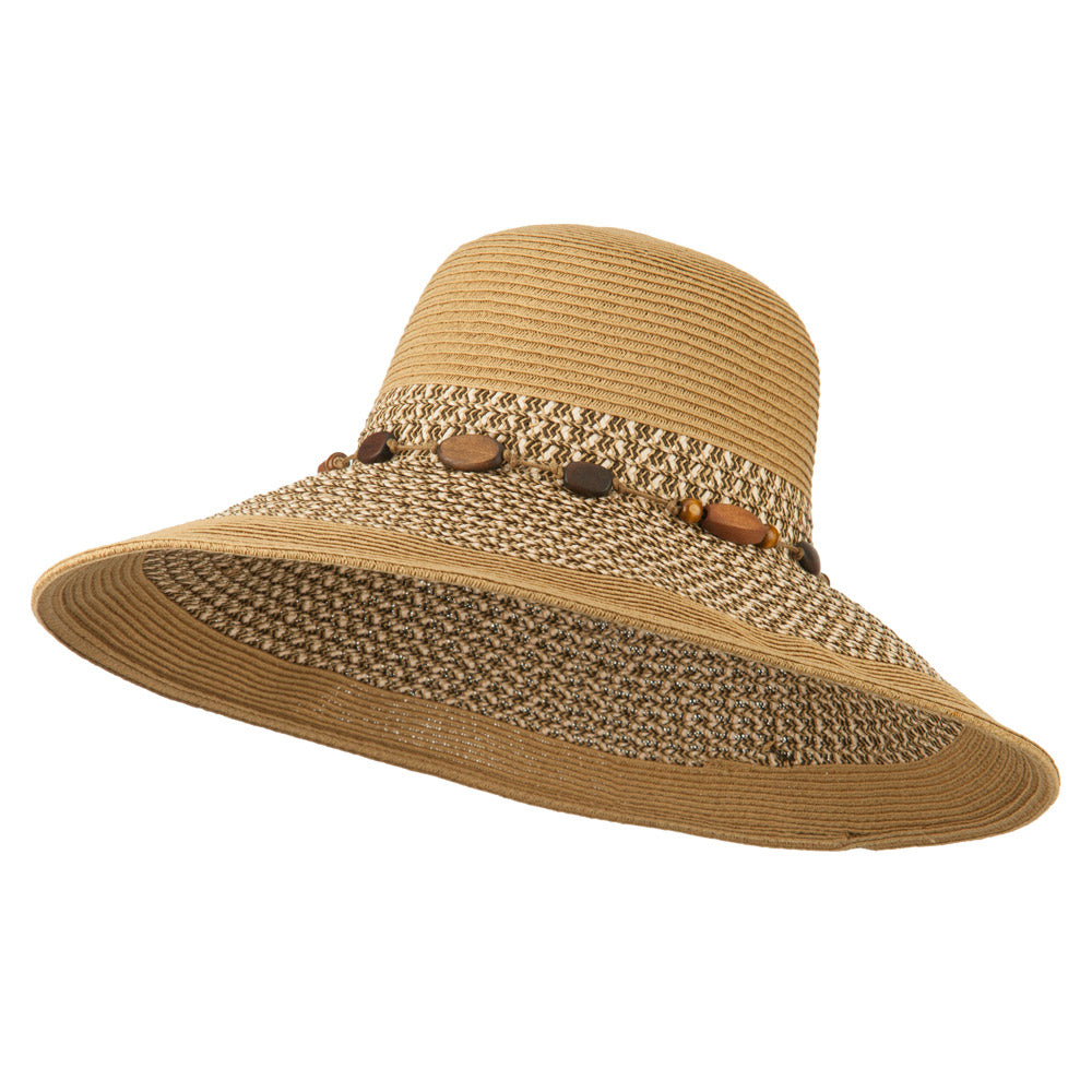 UPF 50+ Tweed Braid Bead Hat - Tan OSFM