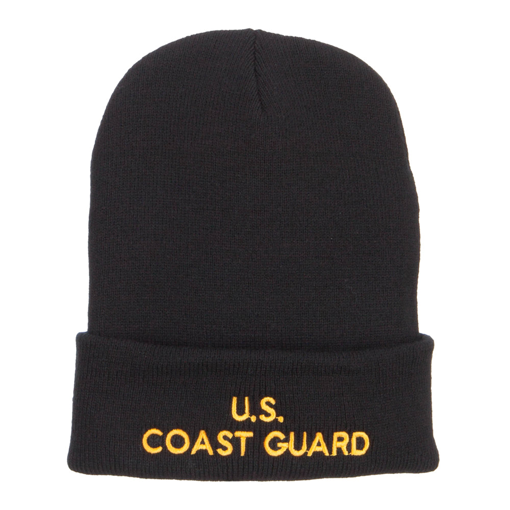 US Coast Guard Embroidered Long Beanie - Black OSFM