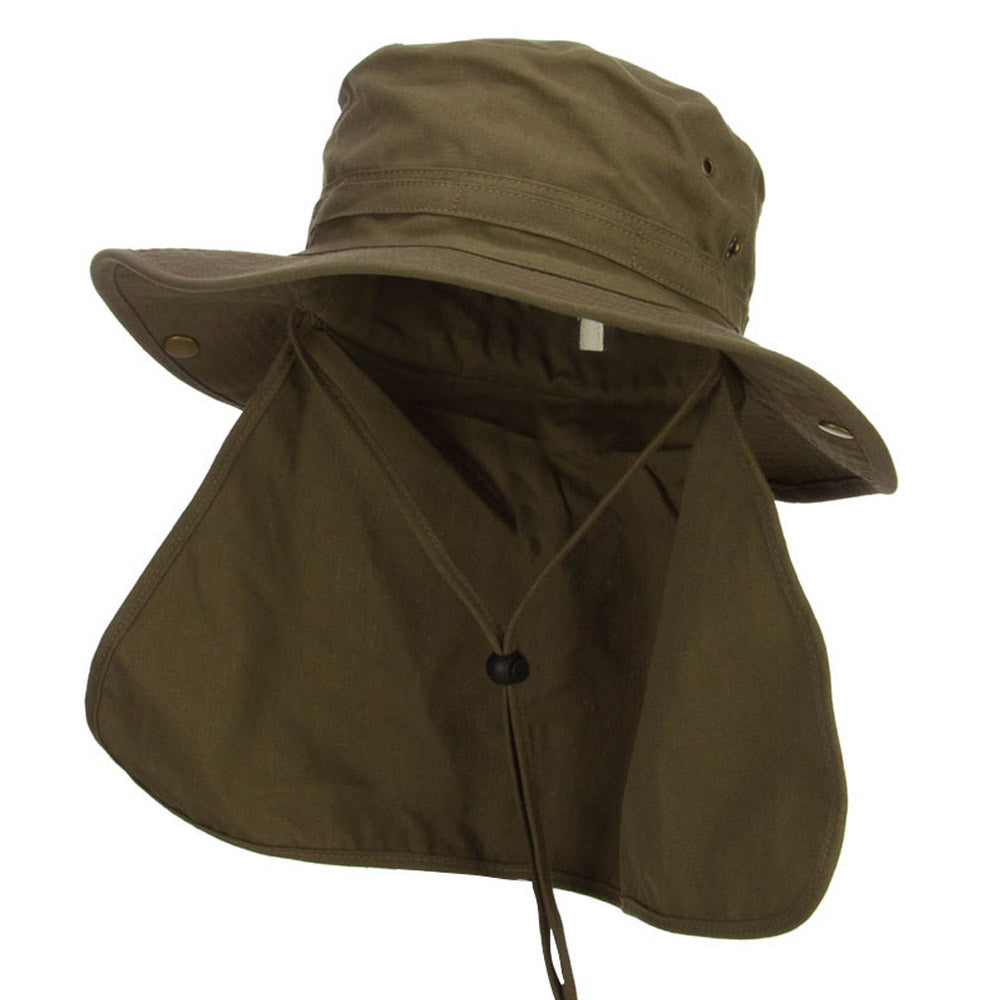 UPF 50+ Snap Brim Flap Hat - Olive OSFM