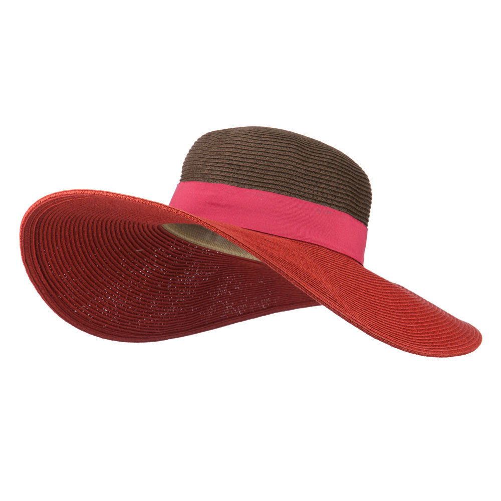 UPF 50+ Color Band Wide Brim Hat - Fuchsia OSFM