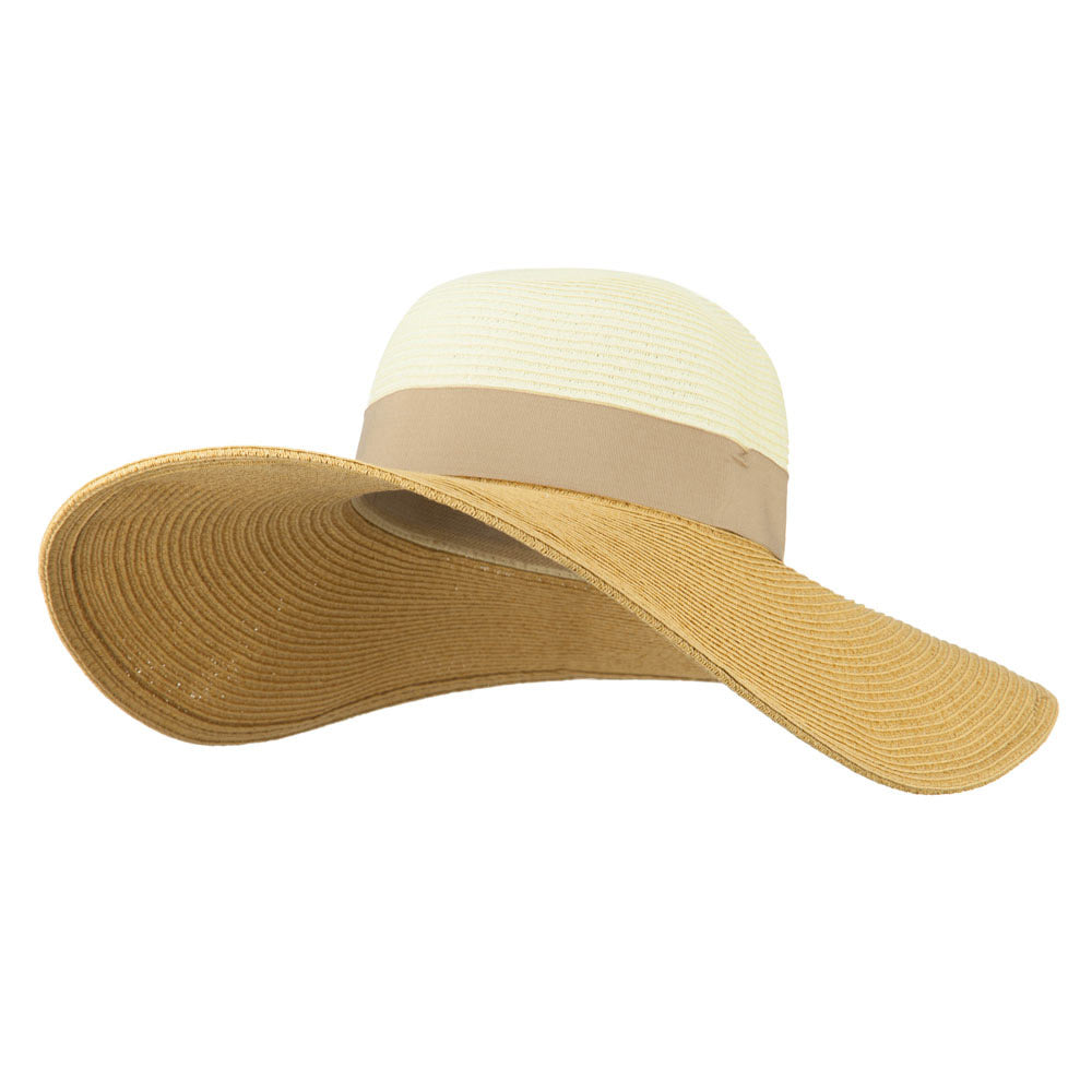 UPF 50+ Color Band Wide Brim Hat - Taupe OSFM