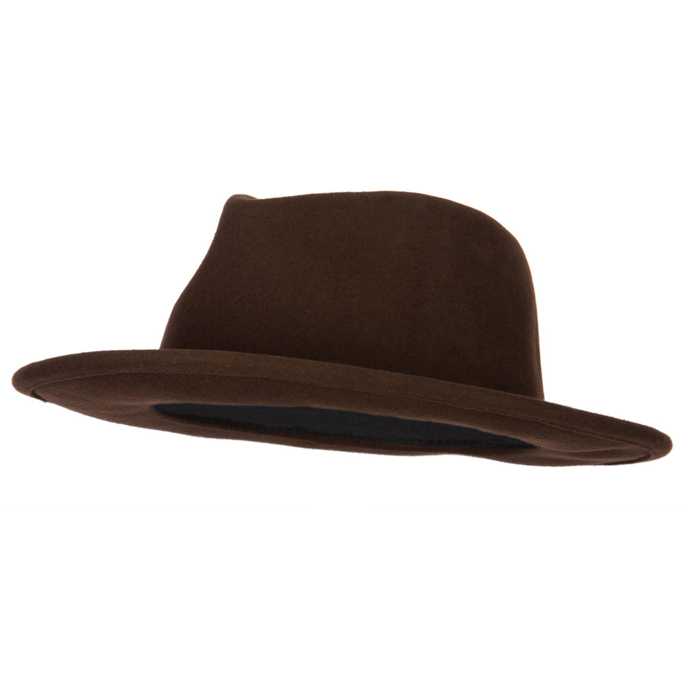 Unisex Wool Felt Twisted Suede Trim Band Accented Fedora Hat - Brown L