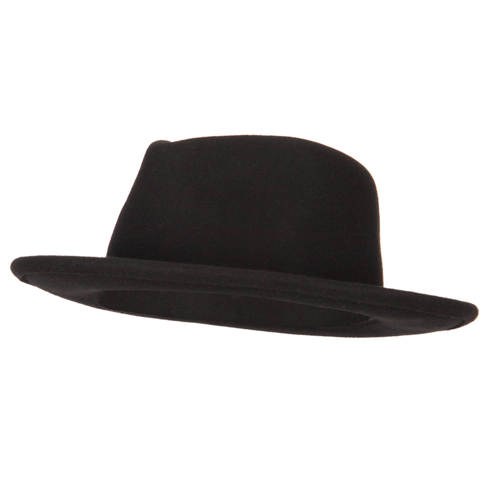 Unisex Wool Felt Twisted Suede Trim Band Accented Fedora Hat - Black M