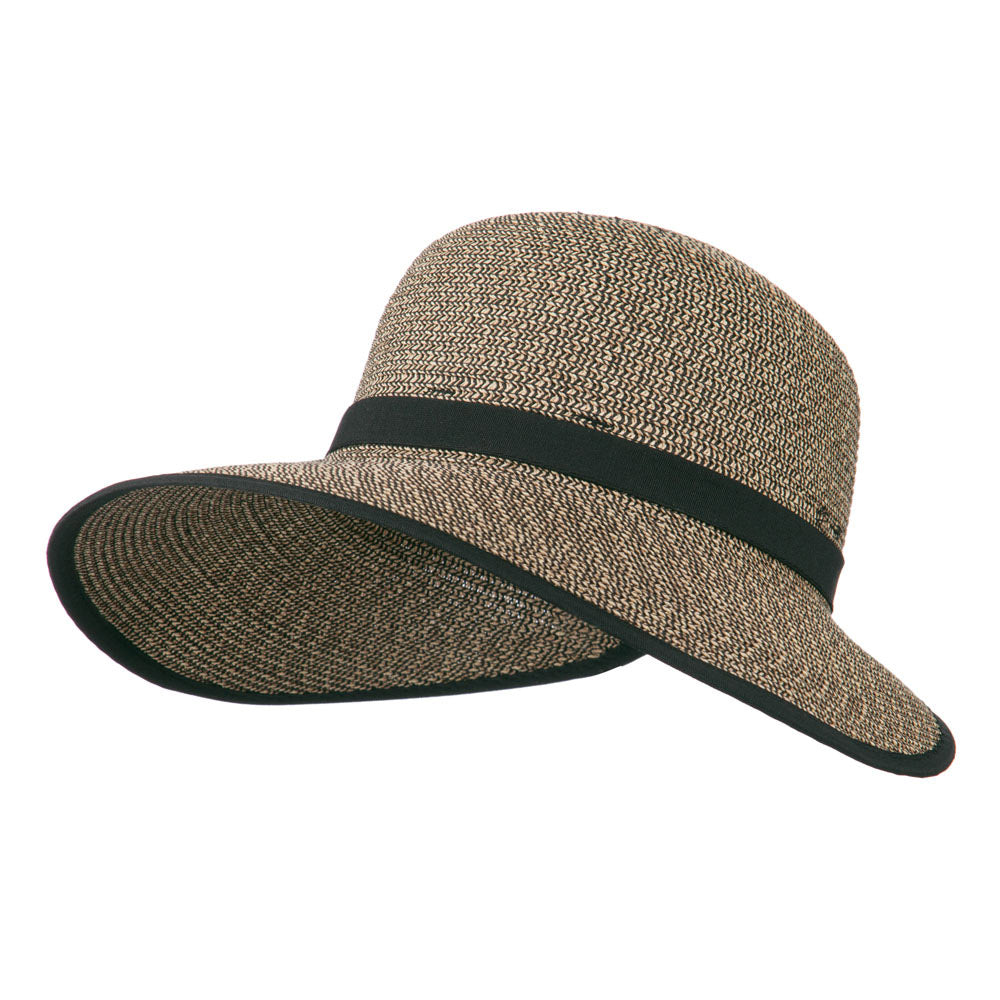 UPF 50+ Protective Wide Brim Sun Hat - Black Tweed OSFM