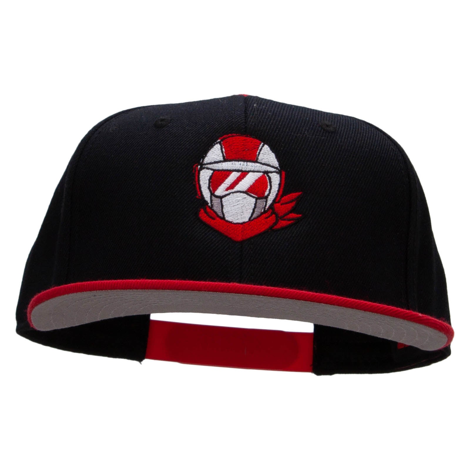 Biker Face Embroidered Wool Blend Pro Style 2 Tone Snapback - Red Black OSFM