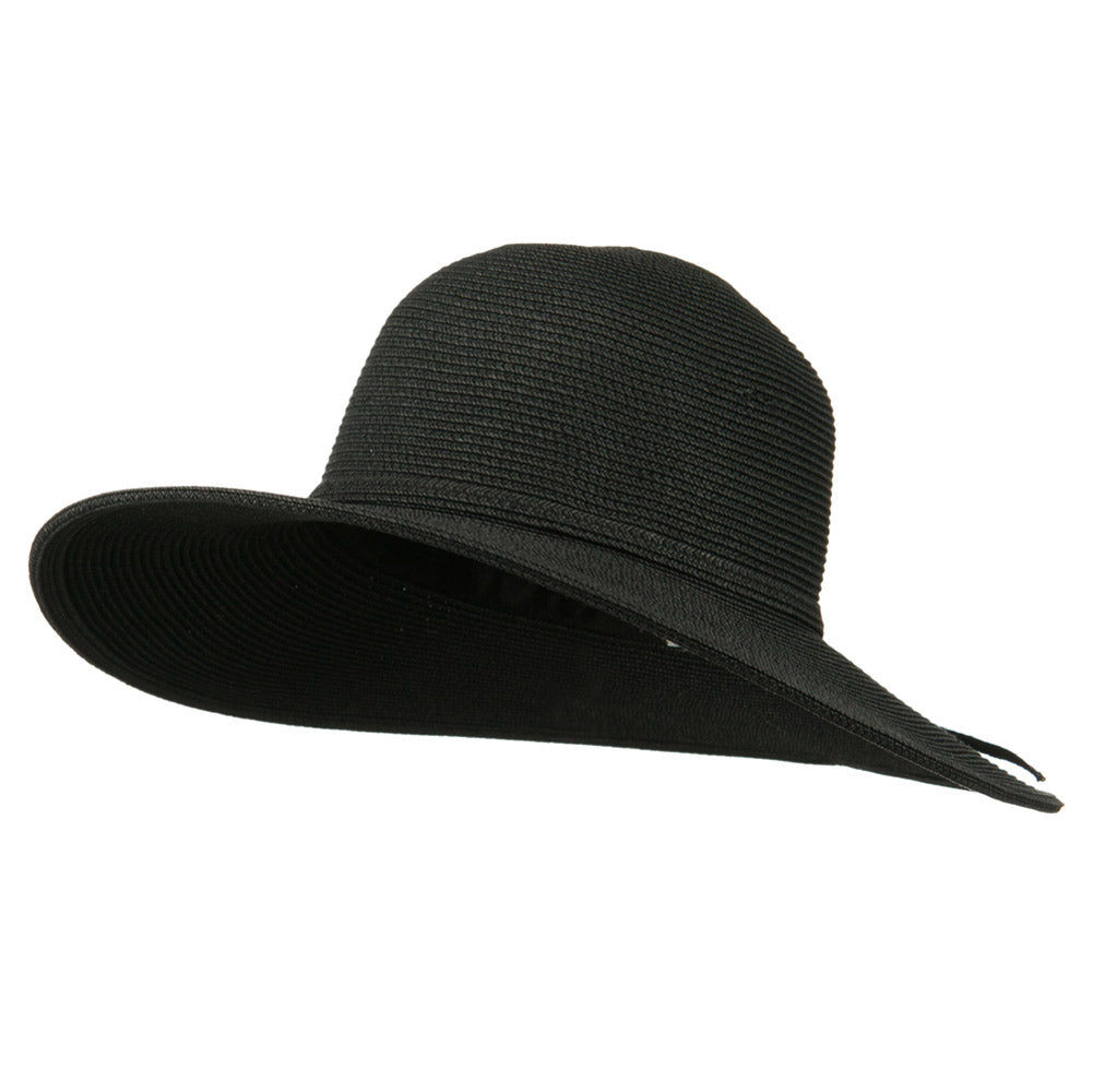 UPF 50+ Solid Cotton Paper Braid Flat Brim Hat - Black OSFM