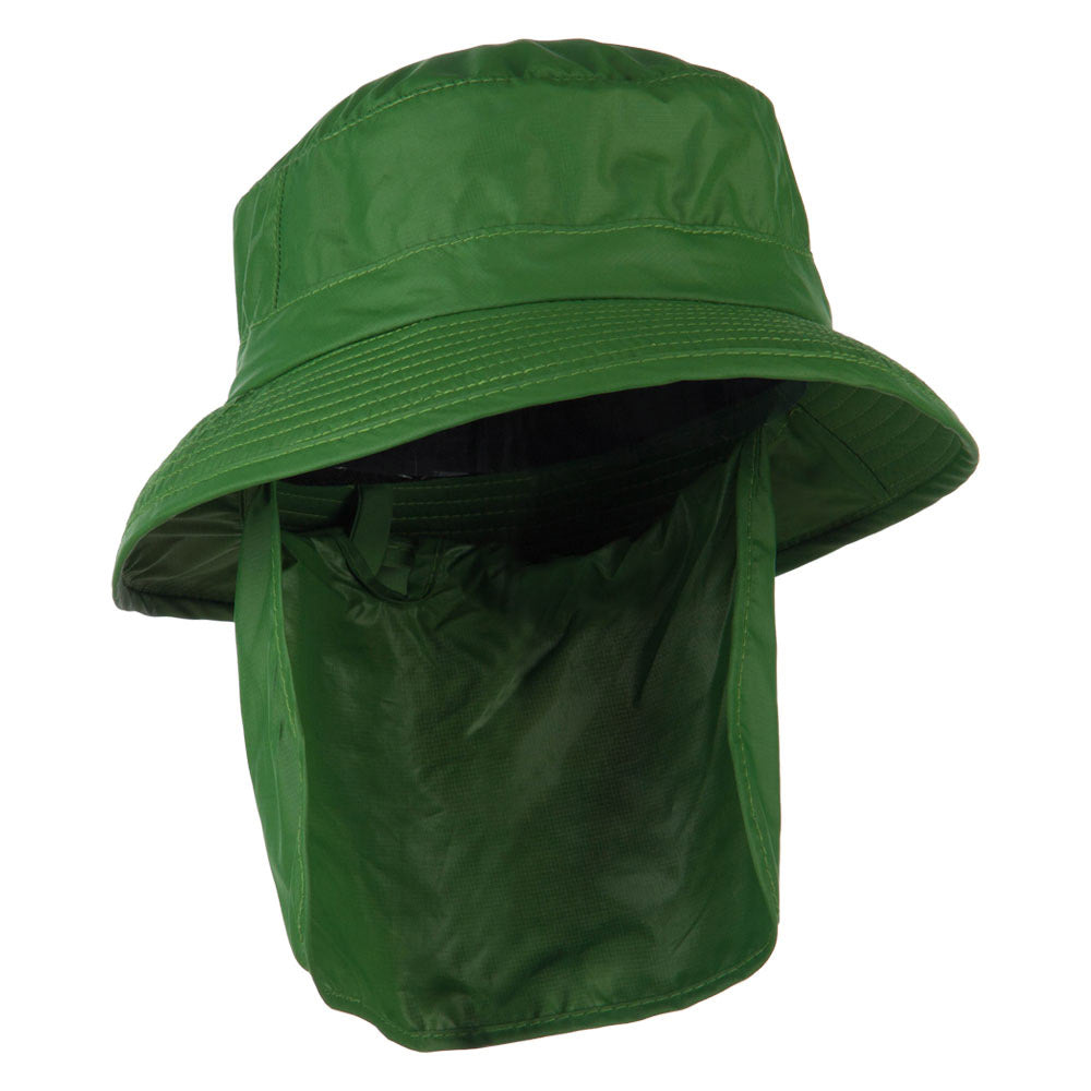 UPF 50+ Sun Block Bucket Flap Hat - Green M-L