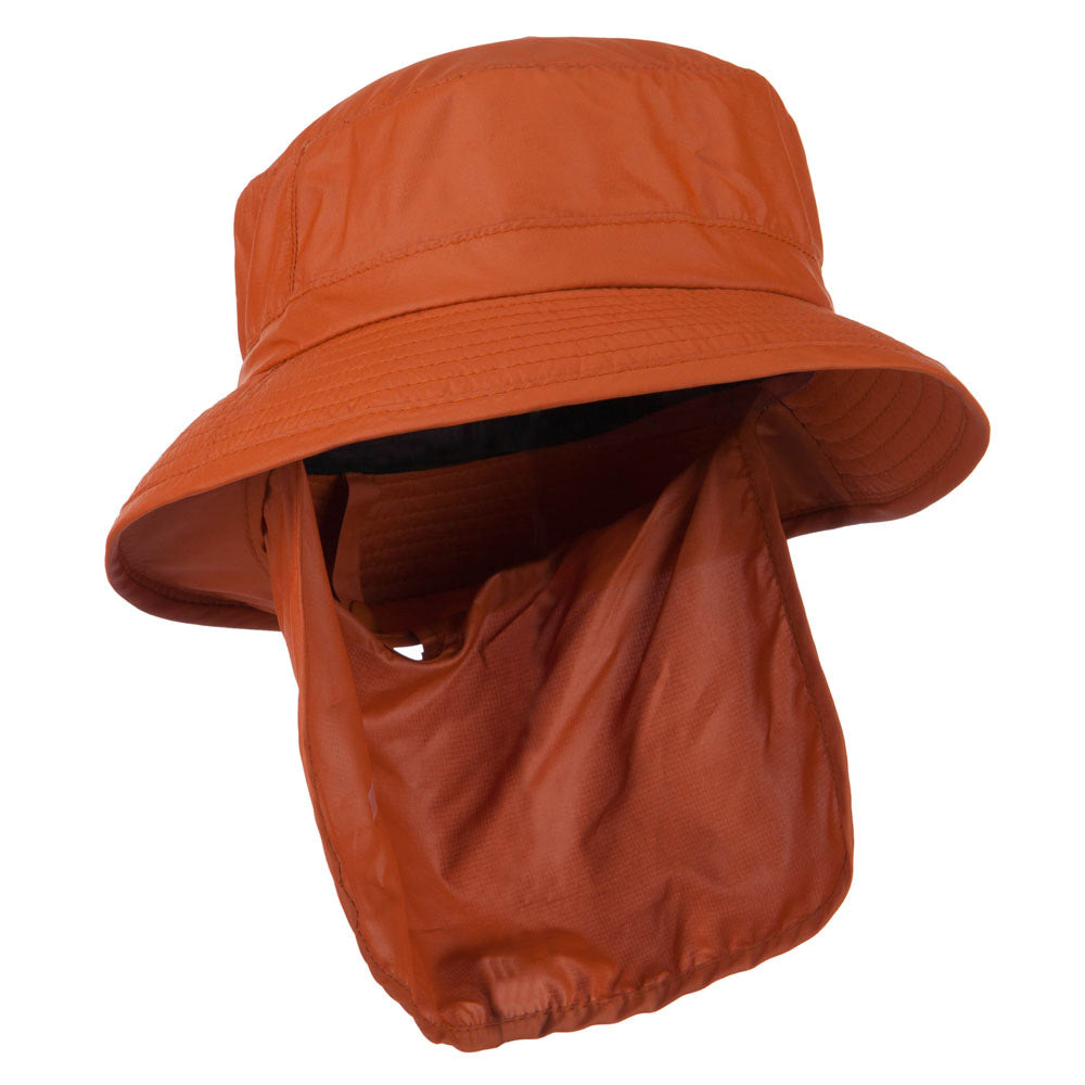 UPF 50+ Sun Block Bucket Flap Hat - Rust M-L