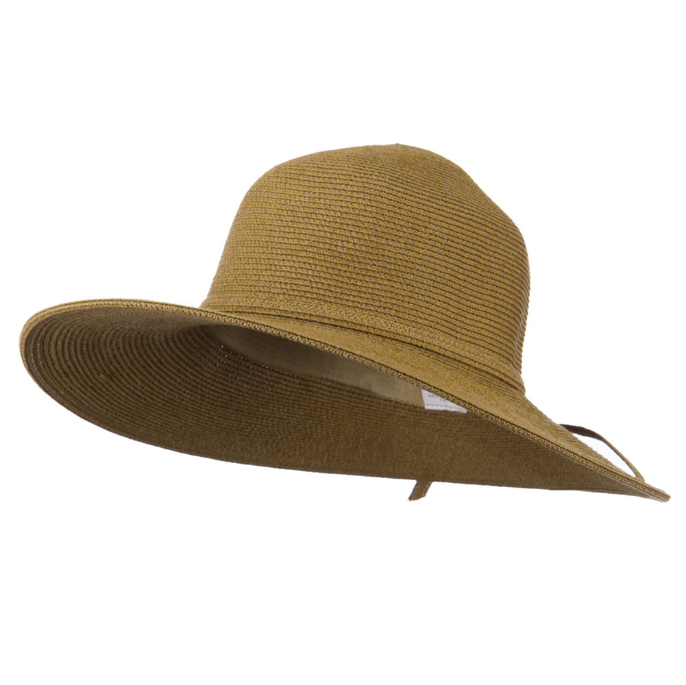 UPF 50+ Solid Cotton Paper Braid Flat Brim Hat - Bronze OSFM