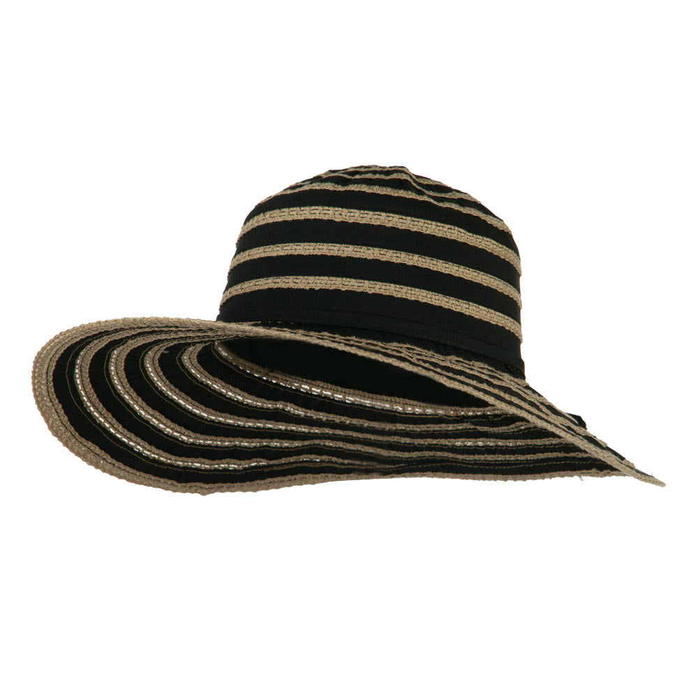 UPF 40+ Toast Striped Crushable Hat - Black OSFM