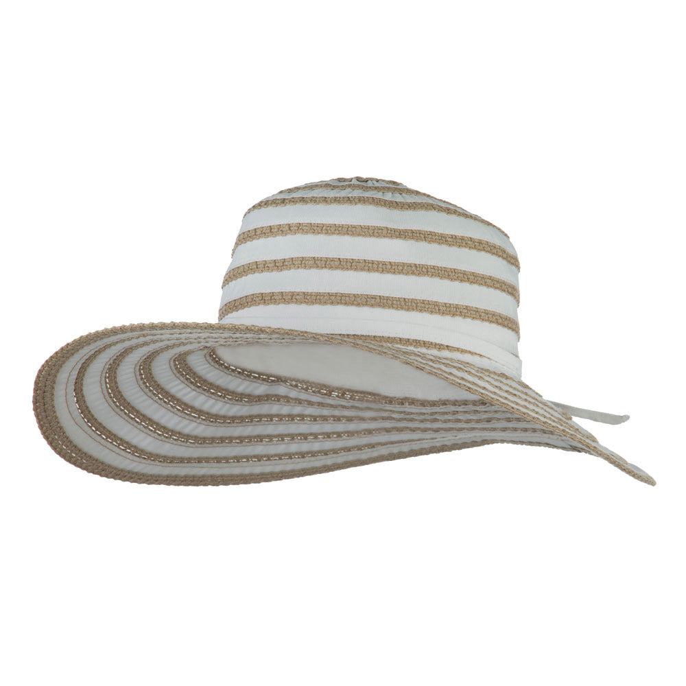 UPF 40+ Toast Striped Crushable Hat - White OSFM