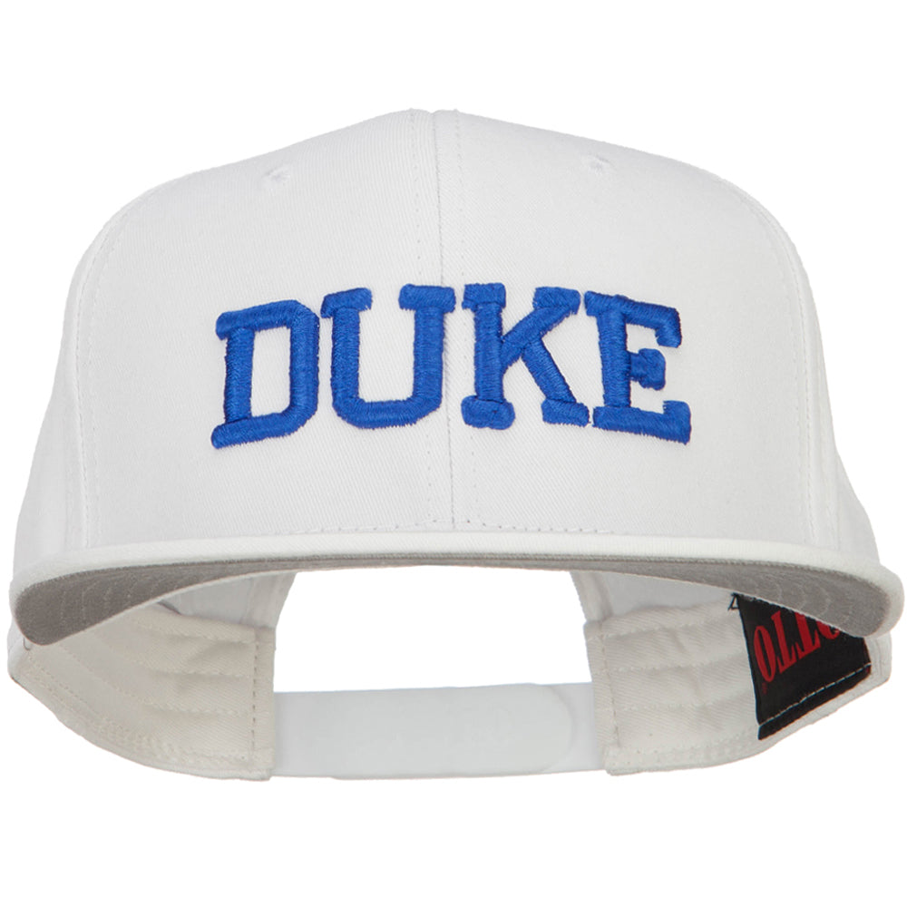 3D DUKE Embroidered Flat Bill Cotton Snapback - White OSFM