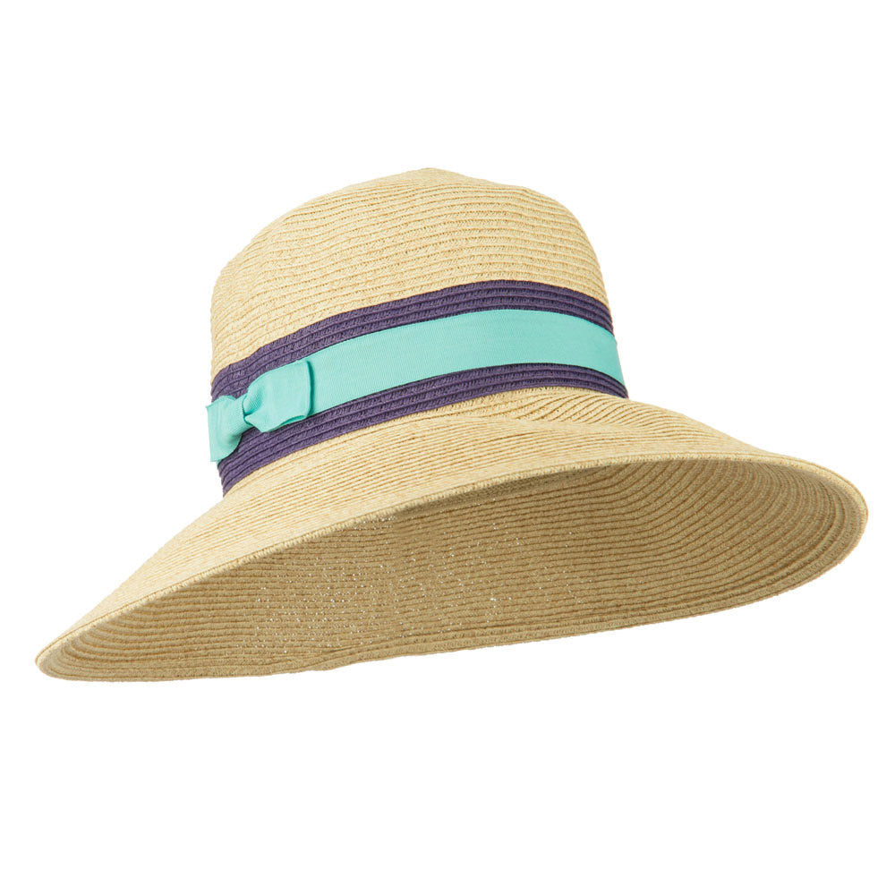 UPF 50+ Ribbon Band Straw Hat - Purple OSFM