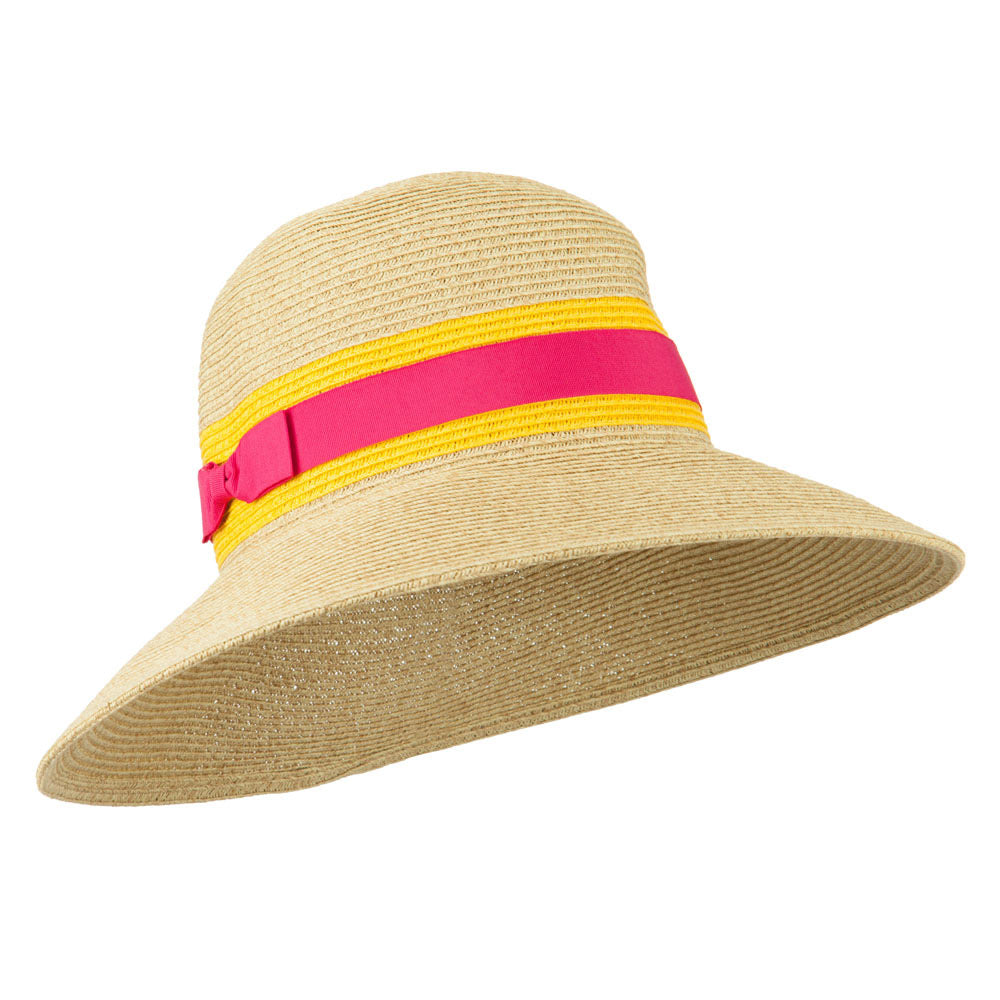 UPF 50+ Ribbon Band Straw Hat - Yellow OSFM