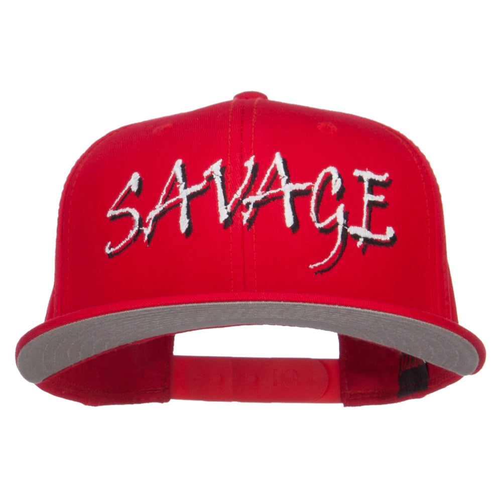 Savage Embroidered Cotton Snapback - Red OSFM