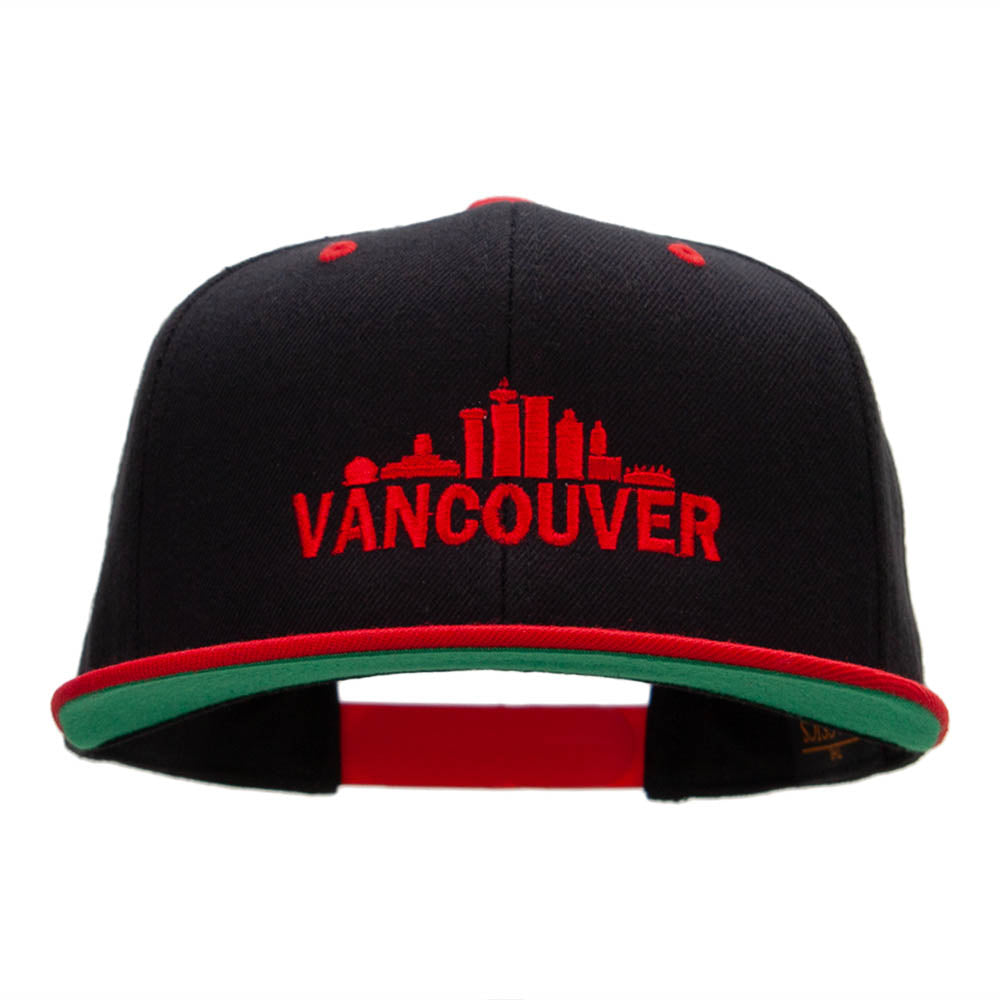 Vancouver Skyline Embroidered Wool Blend Classic Snapback - Black Red OSFM