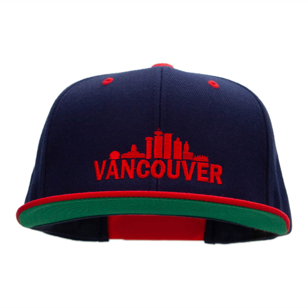 Vancouver Skyline Embroidered Wool Blend Classic Snapback - Navy Red OSFM