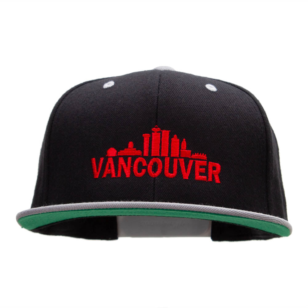 Vancouver Skyline Embroidered Wool Blend Classic Snapback - Black Silver OSFM