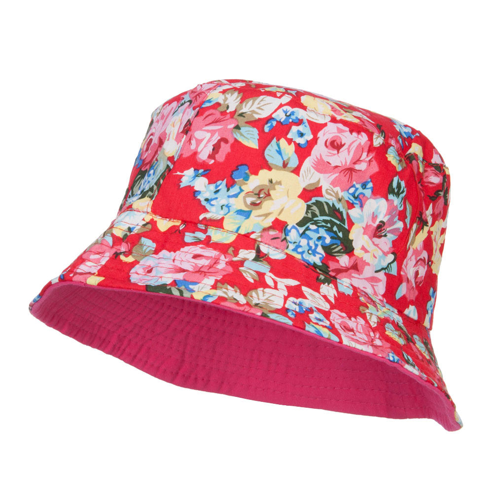 Reversible Floral Design Bucket Hat - Pink OSFM