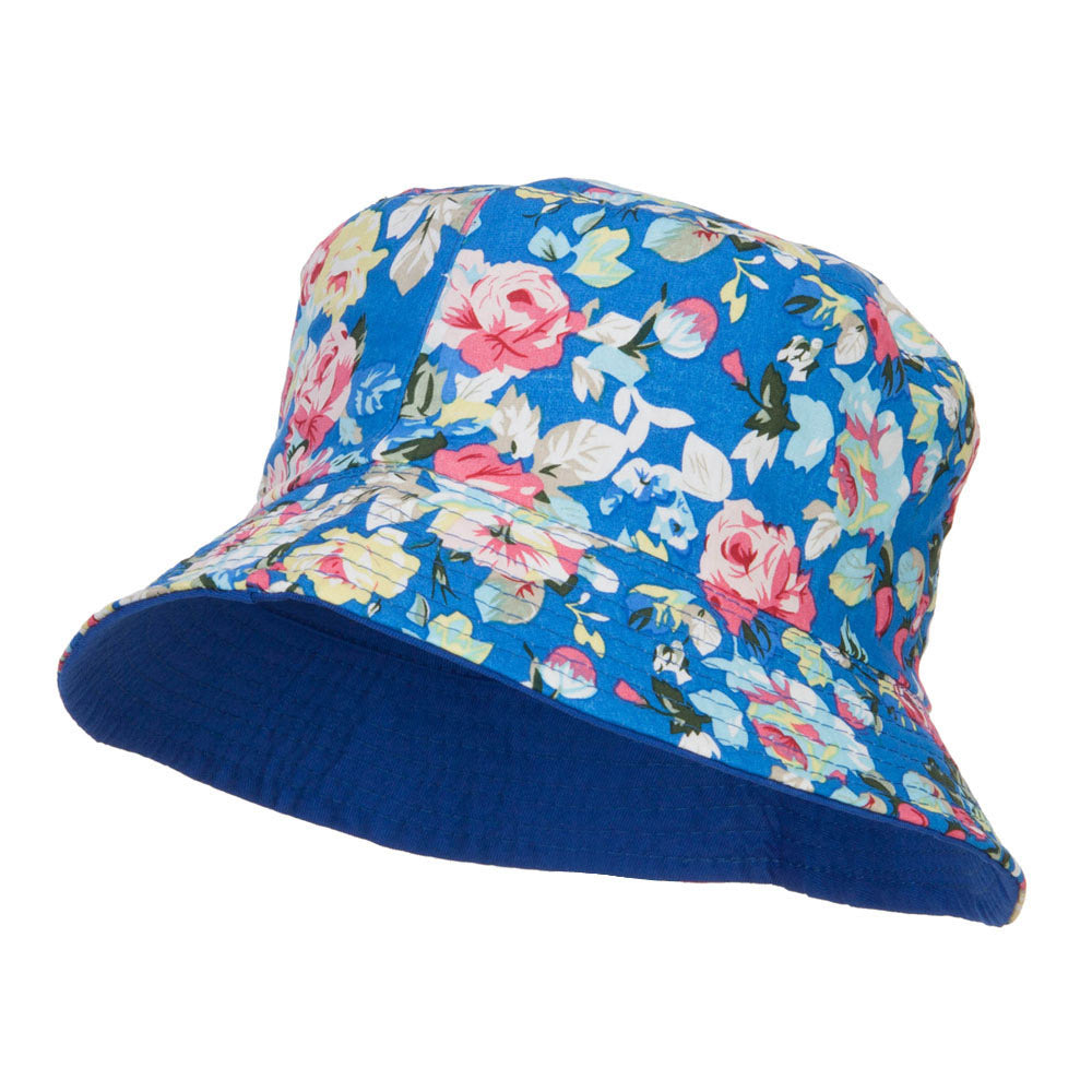 Reversible Floral Design Bucket Hat - Blue OSFM