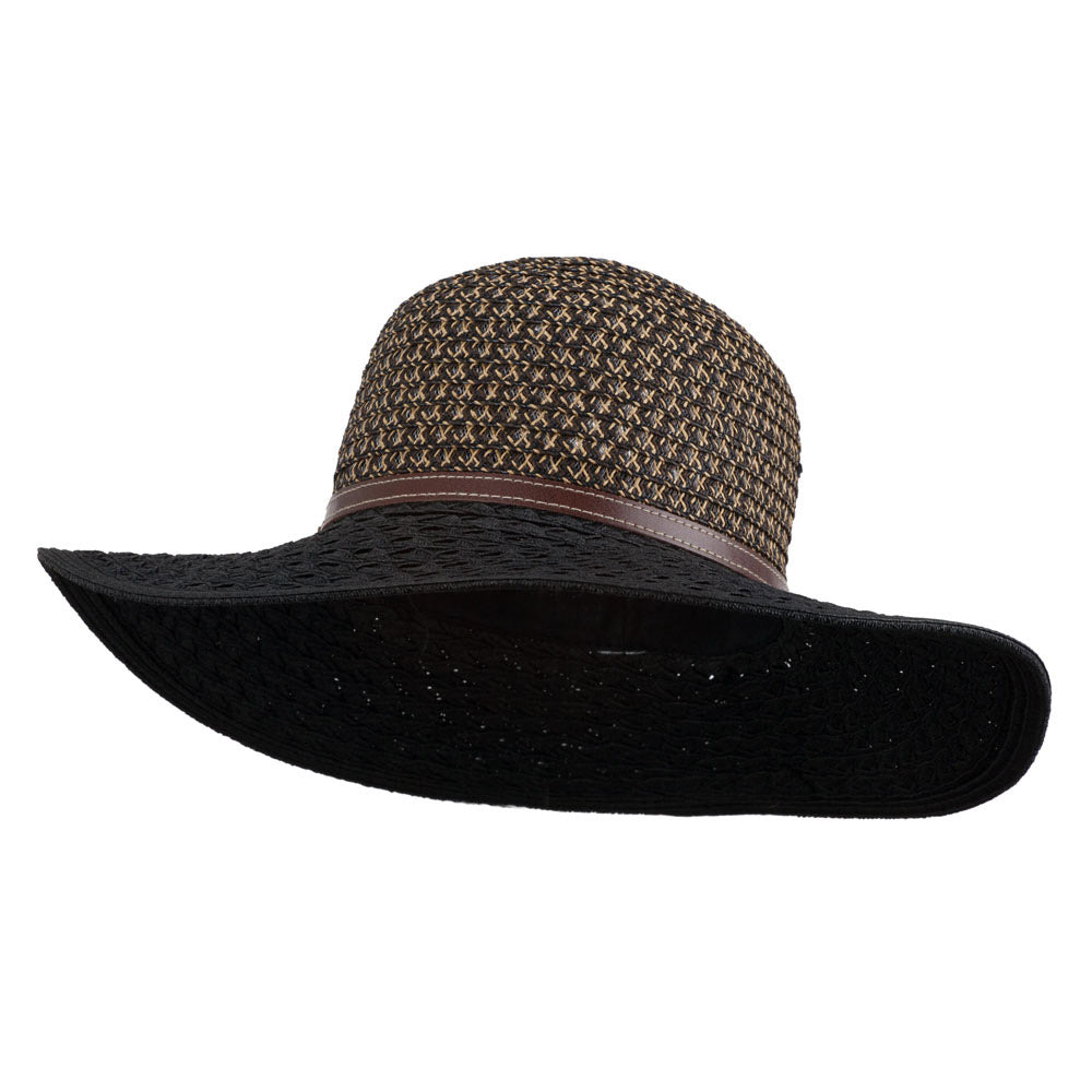 UPF 50+ Tweed Braid Sun Hat - Black OSFM